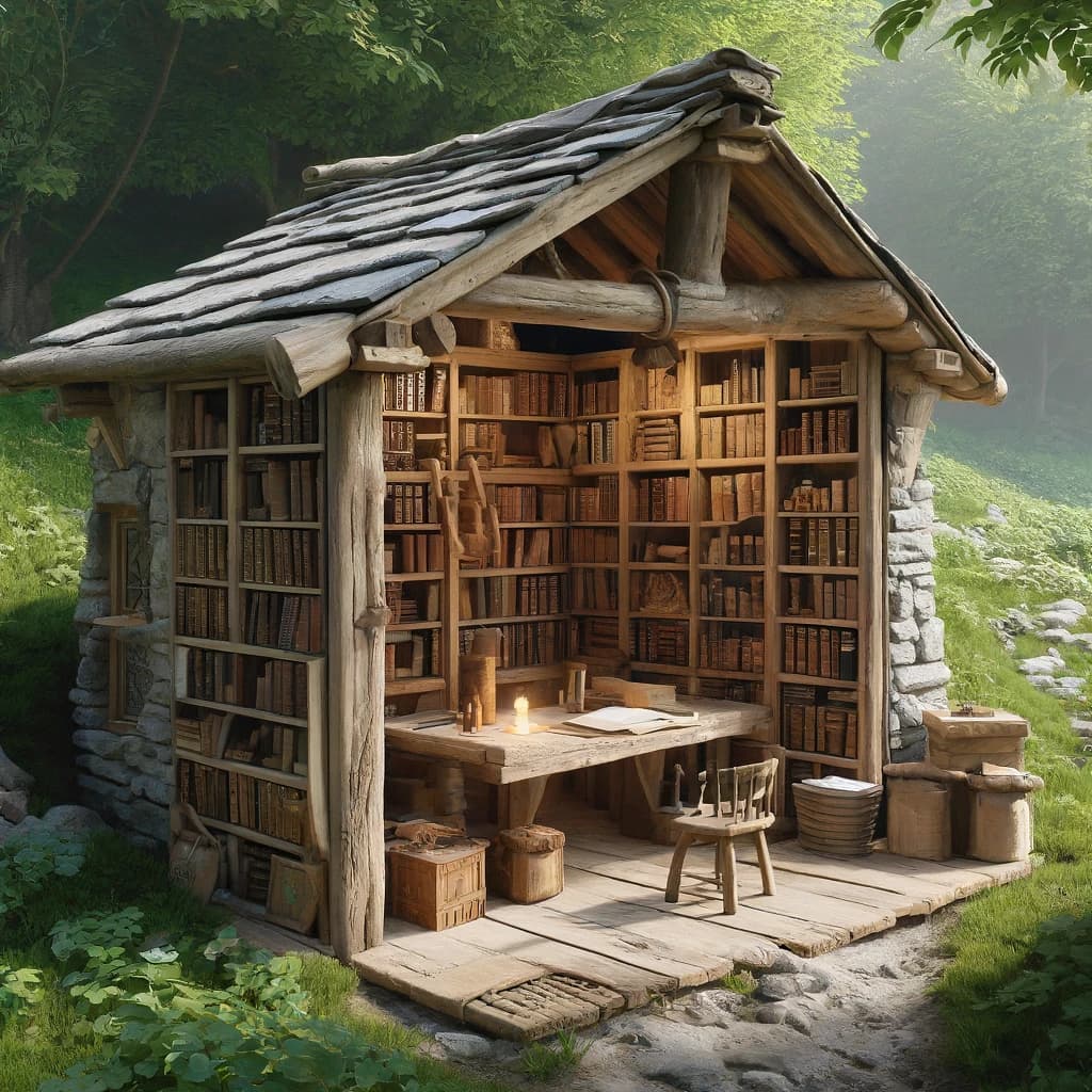 An early library hut created by our adventurer